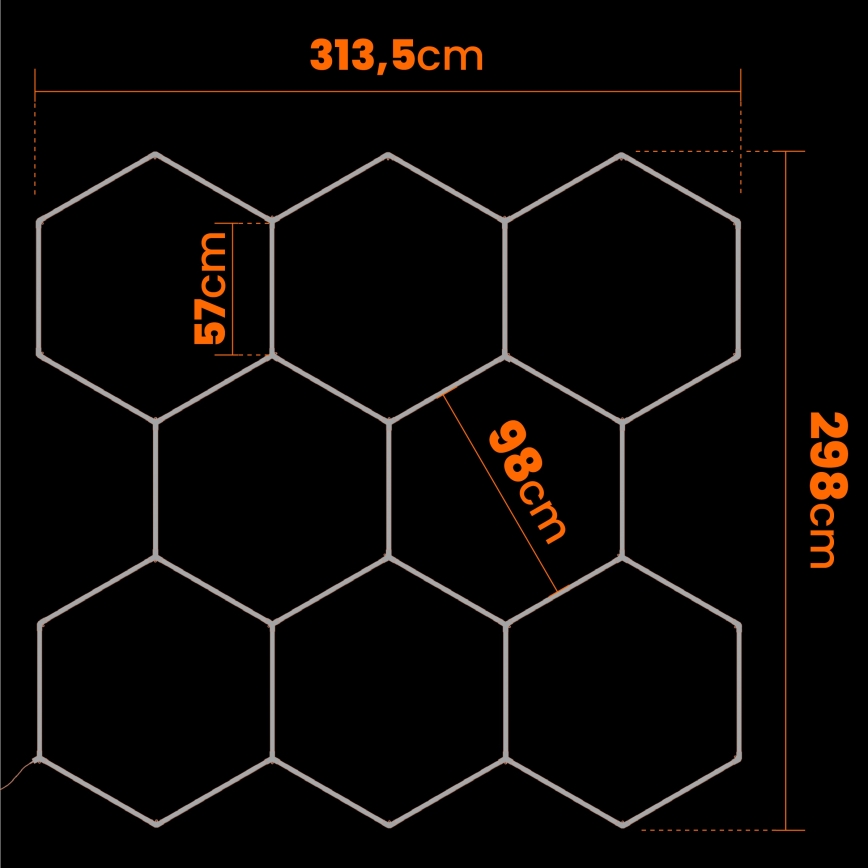 Plafoniera LED HEXAGON LED/350W/85-265V 4000K 313x298 cm CRI 90 IP44 bianca
