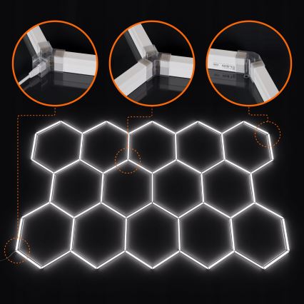 Plafoniera LED HEXAGON LED/456W/85-265V 6500K 522x298 cm CRI 90 IP54 bianca