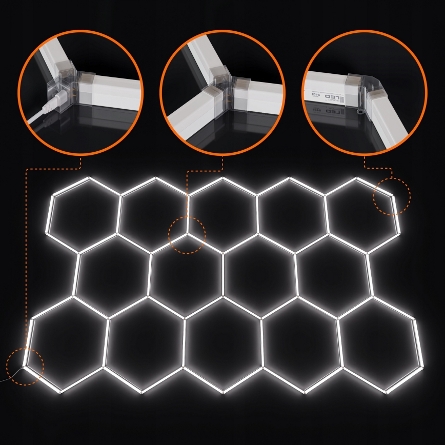 Plafoniera LED HEXAGON LED/456W/85-265V 6500K 522x298 cm CRI 90 IP54 bianca