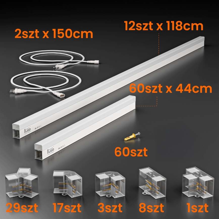 Plafoniera da soffitto LED HEXAGON LED/696W/85-265V 6500K 484x243 cm CRI 90 IP54 bianca