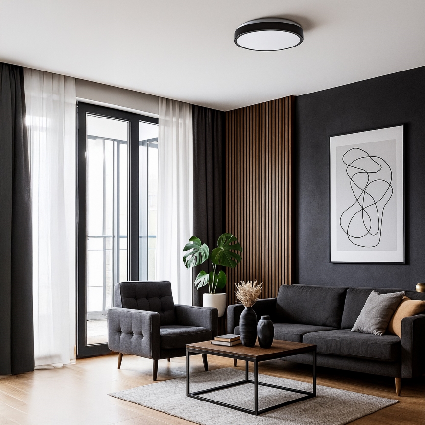 Plafoniera LED LIBRA 15W/230V 4000K Ø 29 cm nera