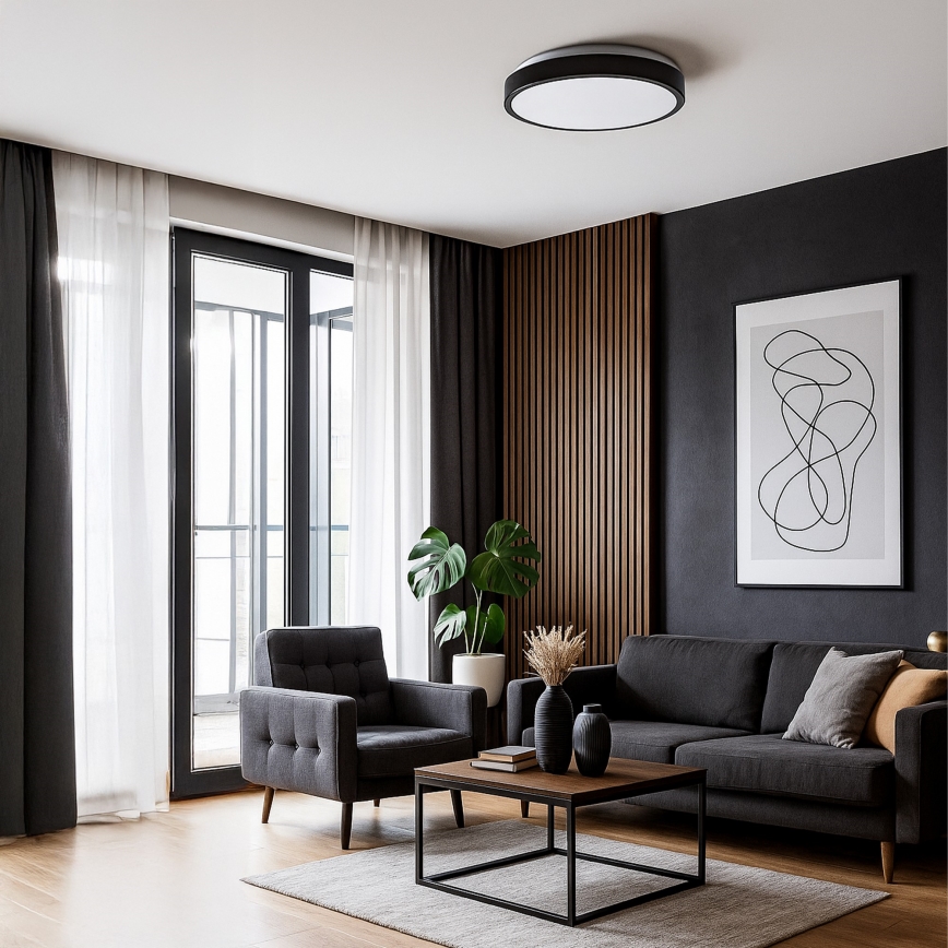 Plafoniera LED LIBRA, 24 W, 230 V, 4000 K, Ø 39 cm, nera