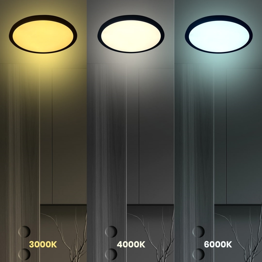 Plafoniera LED MAQ LED/24W/230V 3000/4000/6500K IP40 nero