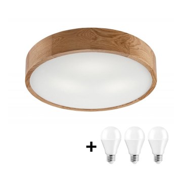 Plafoniera LED OAK 3xE27/10W/230V rovere Ø 47 cm