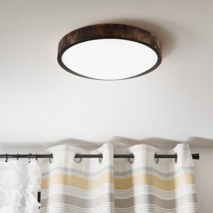 Plafoniera LED OAK SMOKY SLIM, 36W/230V, 4000K, Ø 37 cm, rovere/marrone scuro