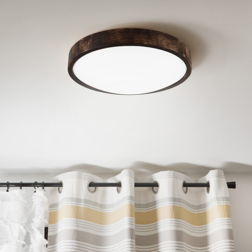 Plafoniera LED OAK SMOKY SLIM, 36W/230V, 4000K, Ø 37 cm, rovere/marrone scuro
