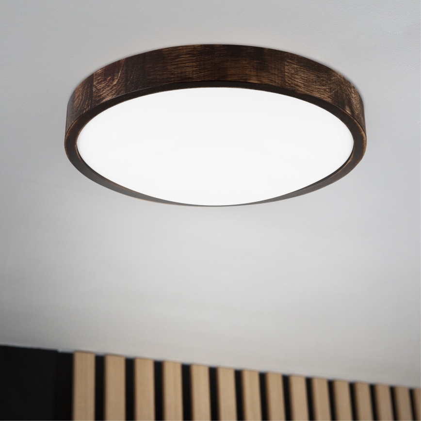 Plafoniera LED OAK SMOKY SLIM, 36W/230V, 4000K, Ø 37 cm, rovere/marrone scuro