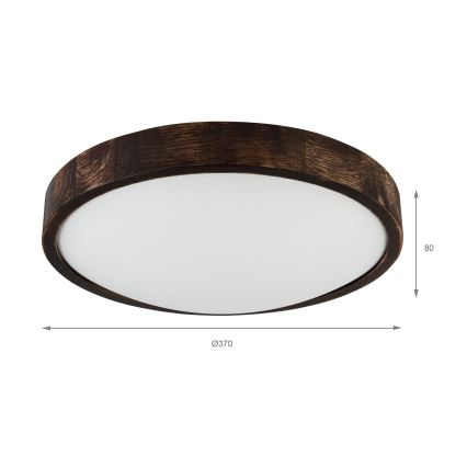 Plafoniera LED OAK SMOKY SLIM, 36W/230V, 4000K, Ø 37 cm, rovere/marrone scuro