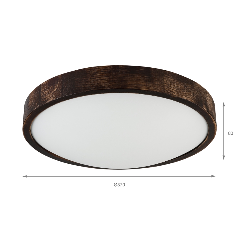 Plafoniera LED OAK SMOKY SLIM, 36W/230V, 4000K, Ø 37 cm, rovere/marrone scuro