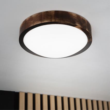 Plafoniera LED OAK SMOKY SLIM LED/20W/230V 4000K Ø 27 cm rovere/marrone scuro