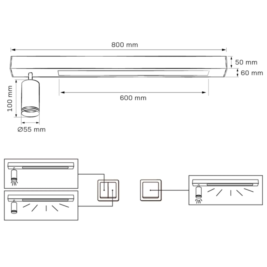 Plafoniera LED PARIGI LED/24W/230V + 1xGU10/10W nero
