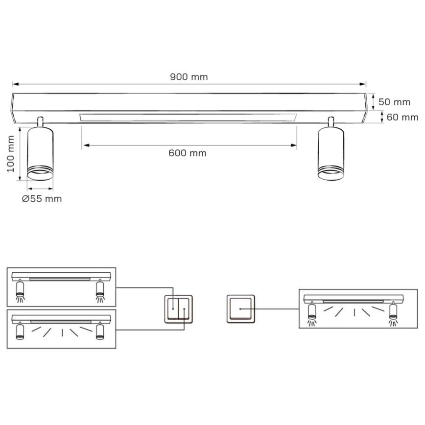 Plafoniera LED PARIGI LED/24W/230V + 2xGU10/10W nero