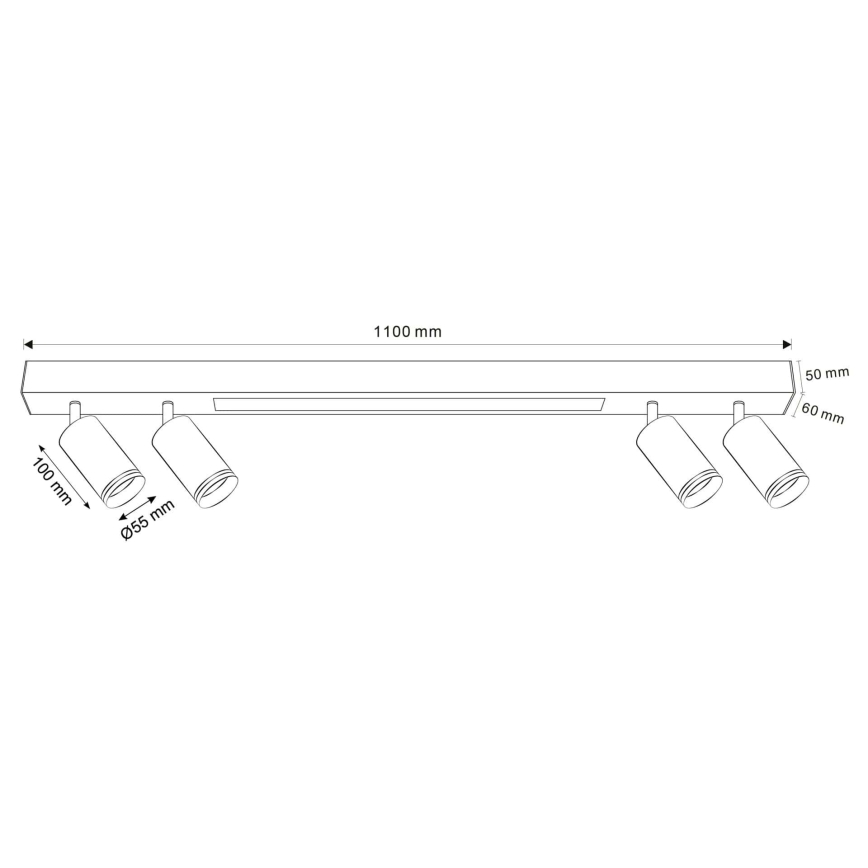 Plafoniera LED PARIGI LED/24W/230V + 4xGU10/10W nero