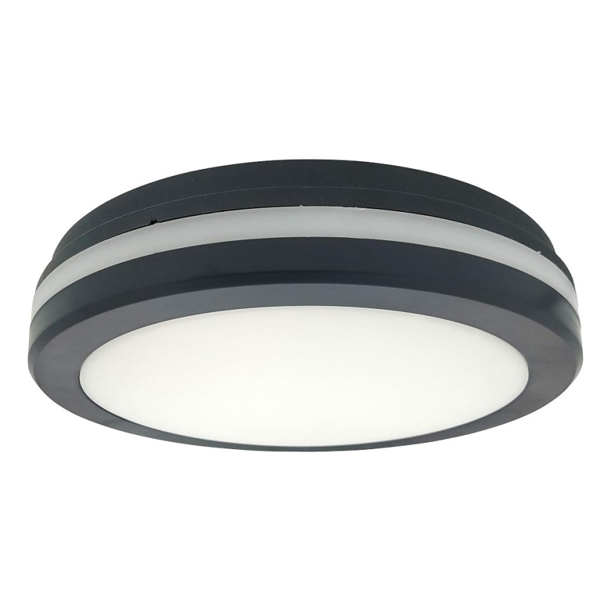Plafoniera LED per bagno con sensore di movimento, 20W/230V, 3000/4000/6500K, Ø 23 cm, IP54, antracite