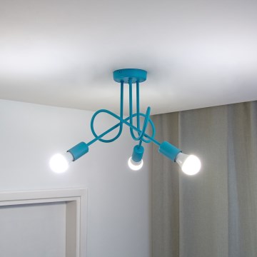 Plafoniera LED per bambini OXFORD 3xE27/15W/230V blu