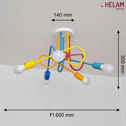 Plafoniera LED per bambini OXFORD 5xE27/15W/230V