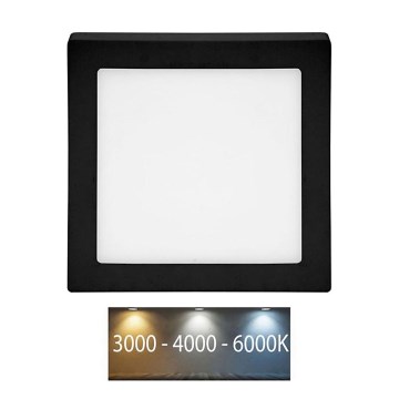 Plafoniera LED RAFA LED/12W/230V 3000/4000/6000K 17x17 cm nero