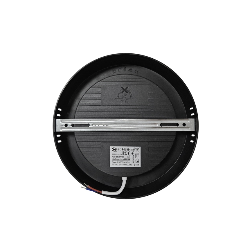Plafoniera LED ROUND LED/18W/230V 4000K diametro 21,7 cm nero