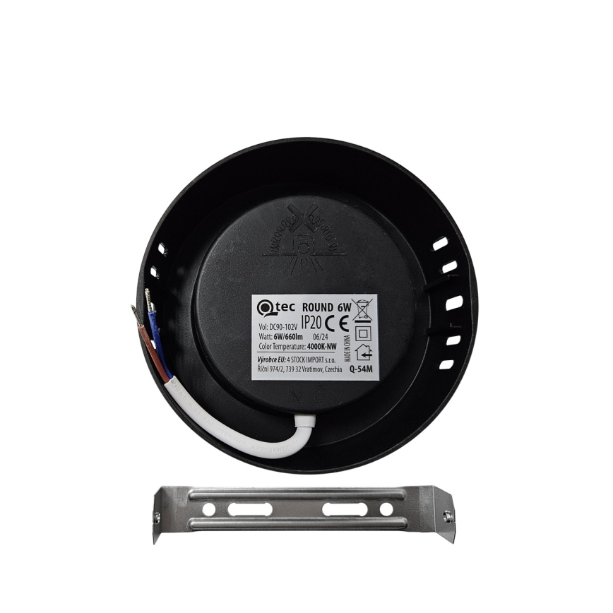 Plafoniera LED ROUND LED/6W/230V 4000K diametro 12,1 cm nero