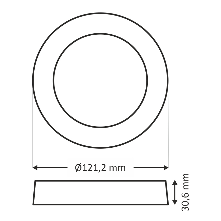 Plafoniera LED ROUND LED/6W/230V 4000K diametro 12,1 cm nero