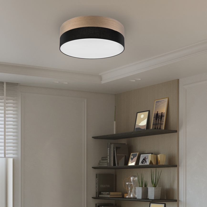 Plafoniera LED SIRJA WOOD LED/36W/230V diametro 45 cm nero/quercia