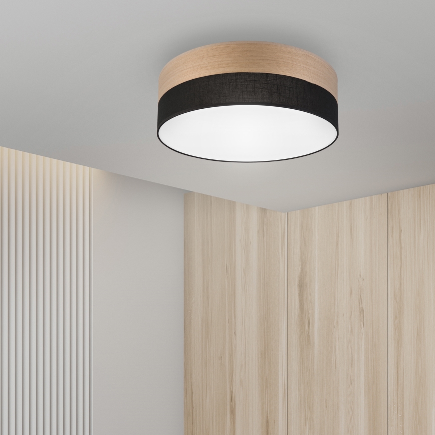 Plafoniera LED SIRJA WOOD LED/36W/230V diametro 45 cm nero/quercia