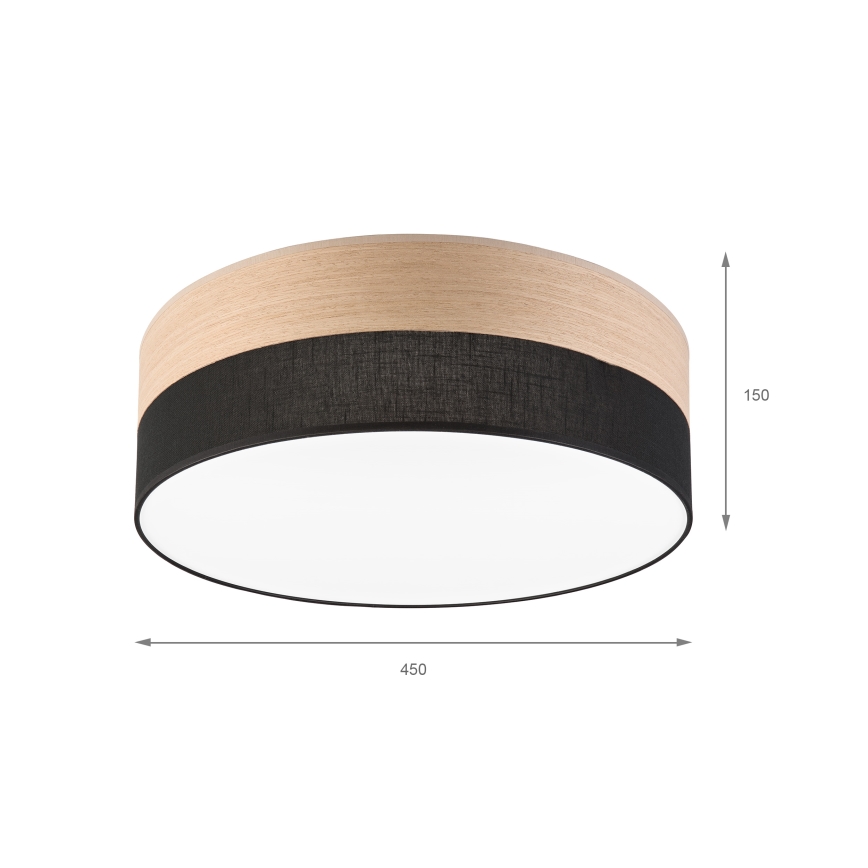 Plafoniera LED SIRJA WOOD LED/36W/230V diametro 45 cm nero/quercia