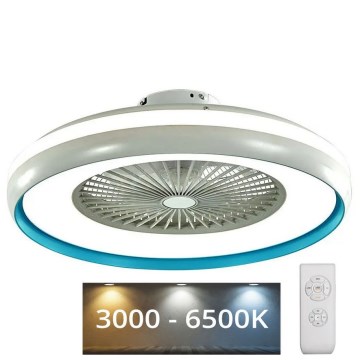 Plafoniera LED wtih a fan LED/45W/230V 3000/4000/6500K blu + telecomando