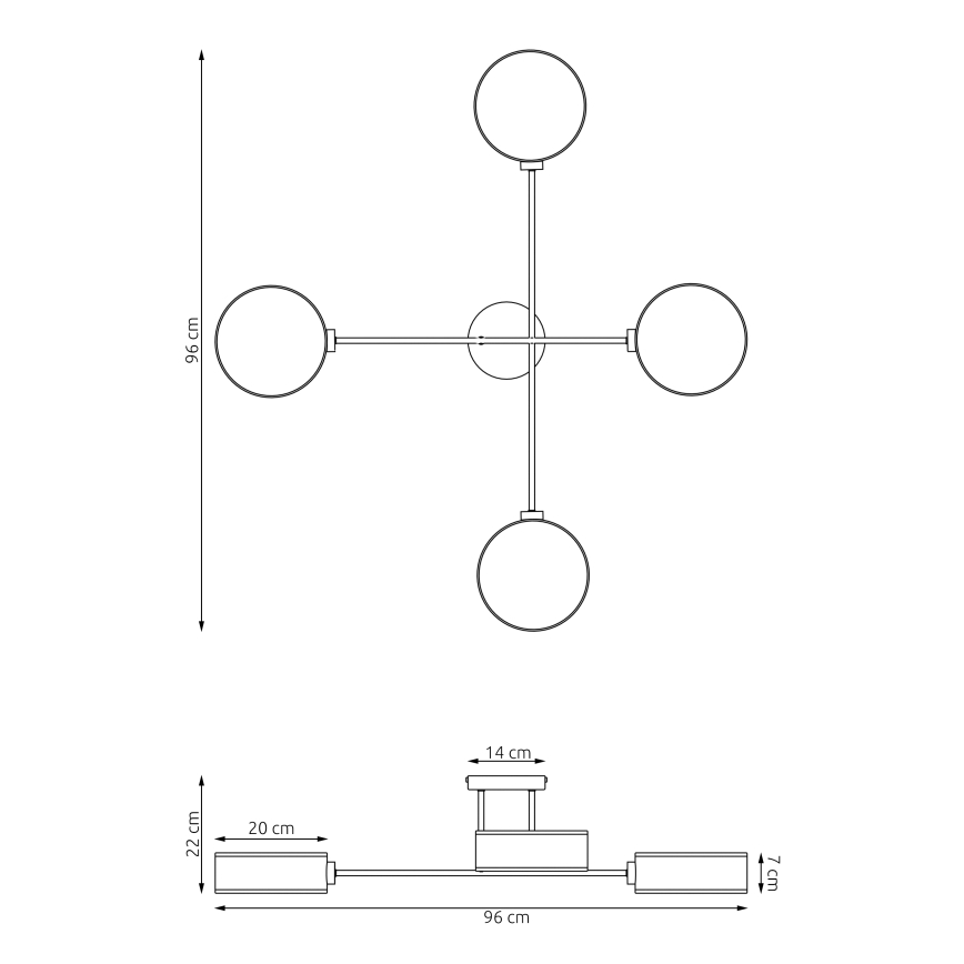 Plafoniera MAGA 4xE14/10W/230V grigia