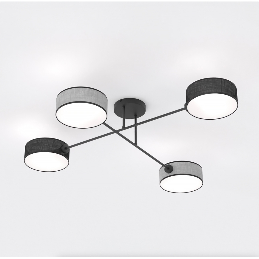 Plafoniera MAGA 4xE14/10W/230V nero/grigio