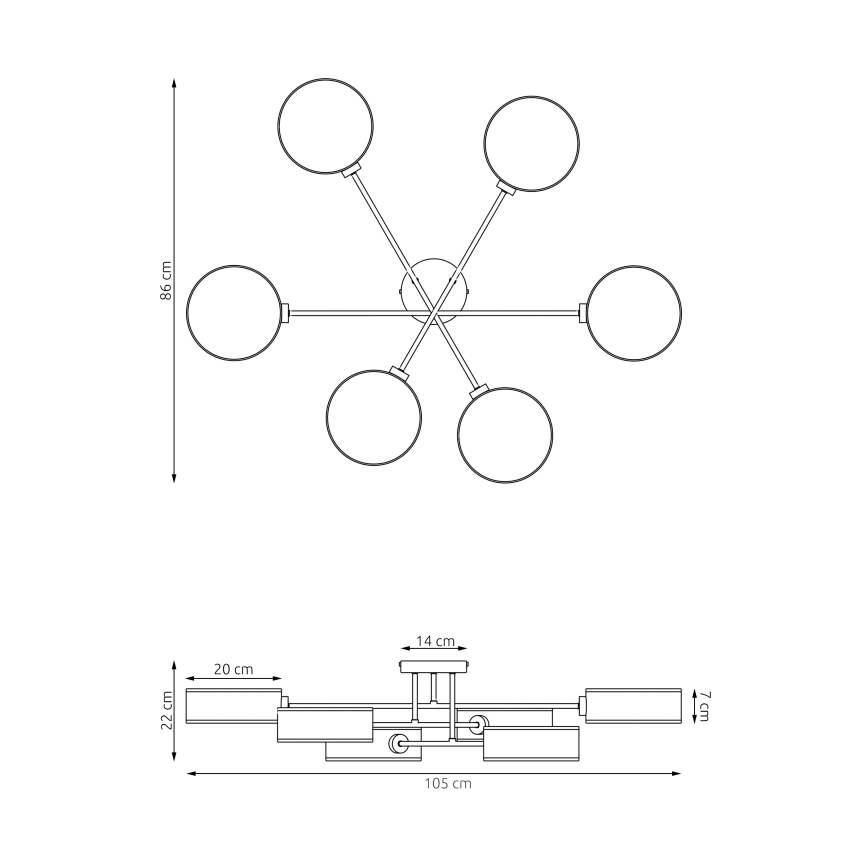 Plafoniera MAGA 6x E14/10W/230V beige