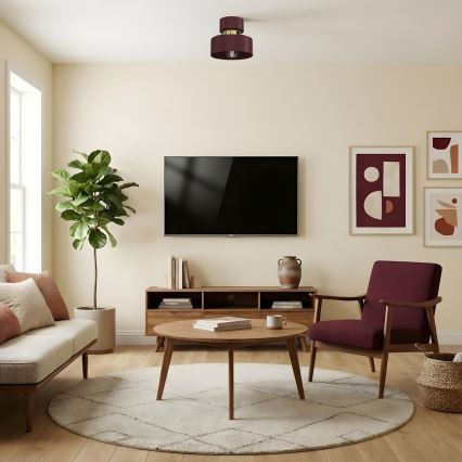 Plafoniera MARTI 1xE27/15W/230V Ø 20,5 cm bordeaux/oro