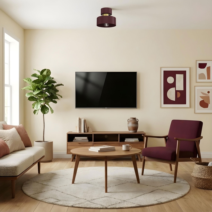 Plafoniera MARTI 1xE27/15W/230V Ø 20,5 cm bordeaux/oro