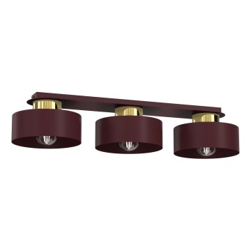 Plafoniera MARTI 3xE27/15W/230V 68x20,5 cm bordeaux/oro