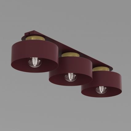 Plafoniera MARTI 3xE27/15W/230V 68x20,5 cm bordeaux/oro