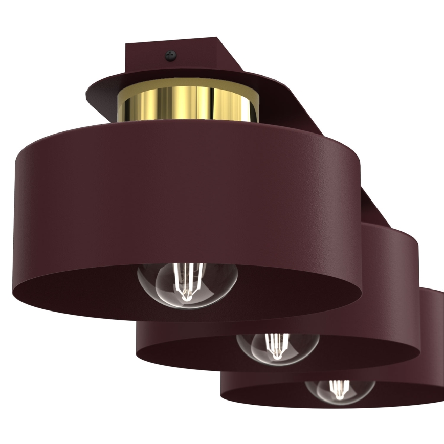 Plafoniera MARTI 3xE27/15W/230V 68x20,5 cm bordeaux/oro