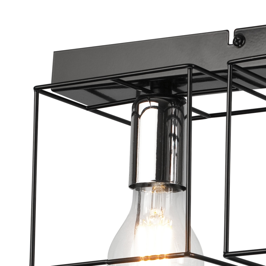 Plafoniera MIKA 4xE27/60W/230V nero/cromo lucido