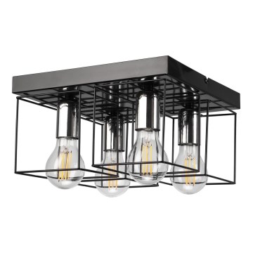 Plafoniera MIKA 4xE27/60W/230V nero/cromo lucido