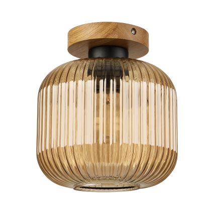 Plafoniera MILOU WOOD 1xE27/15W/230V rovere/beige fumato Ø 20 cm