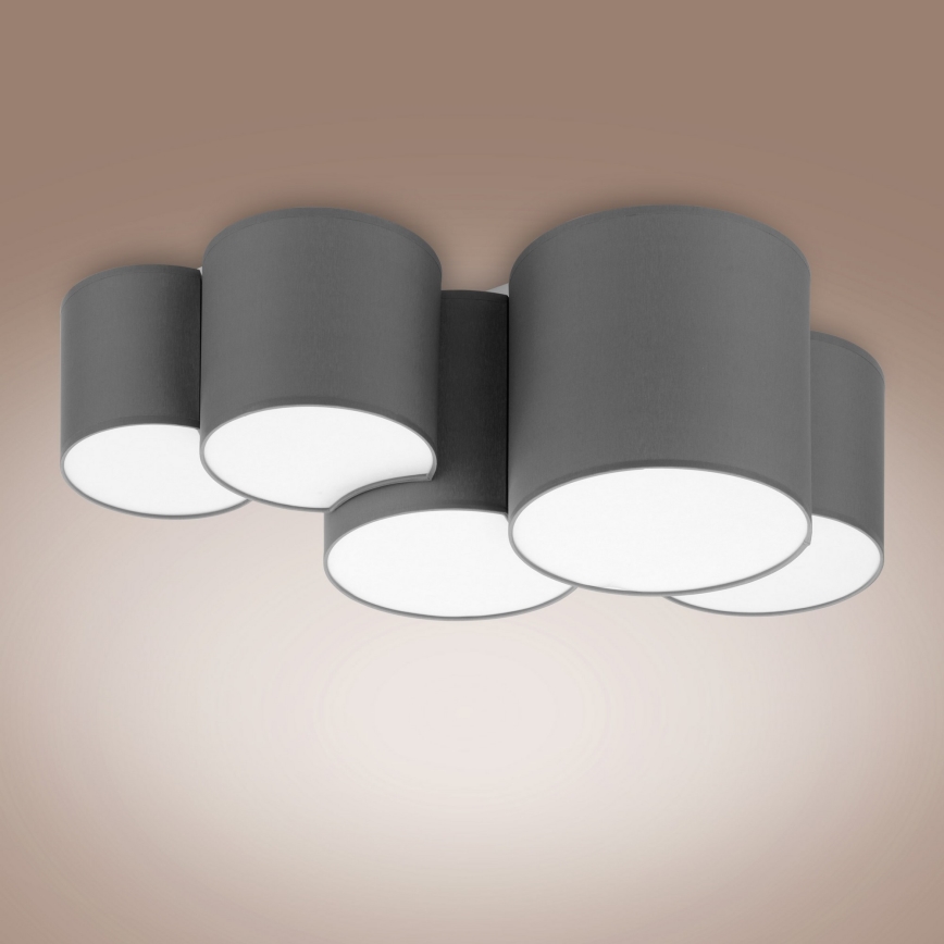 Plafoniera MONA 5xE27/15W/230V grigio