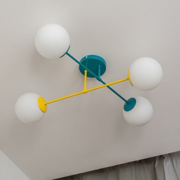 Plafoniera MOON 4xE27/15W/230V turchese/giallo