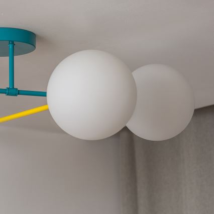 Plafoniera MOON 4xE27/15W/230V turchese/giallo