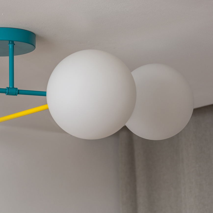 Plafoniera MOON 4xE27/15W/230V turchese/giallo