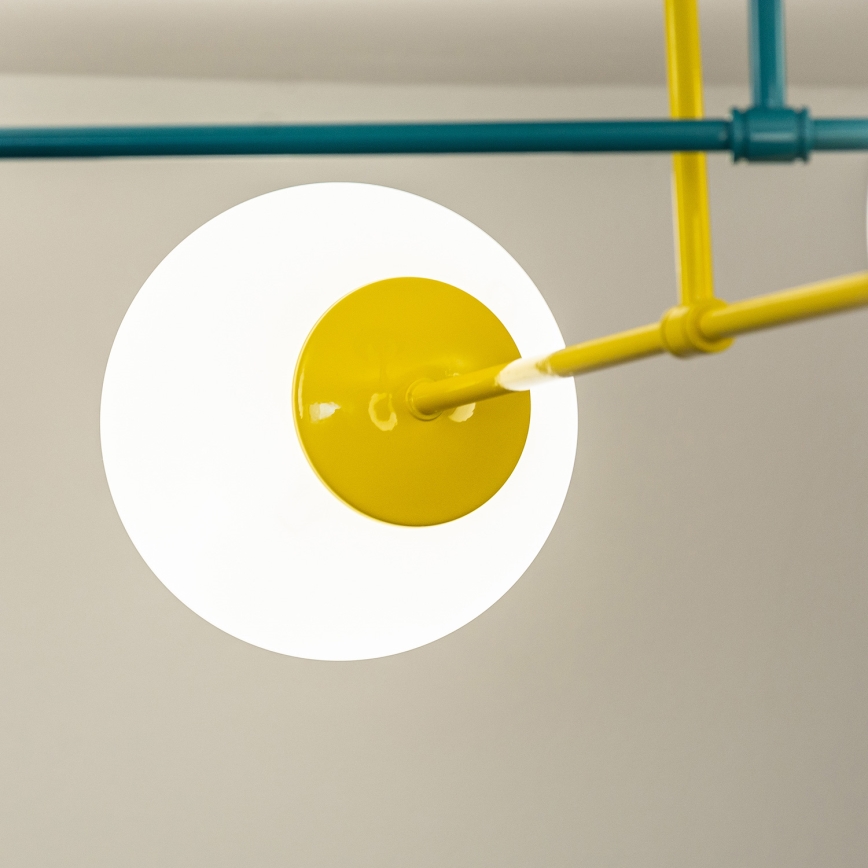 Plafoniera MOON 4xE27/15W/230V turchese/giallo
