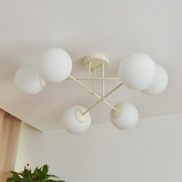 Plafoniera MOON 6xE27/15W/230V crema