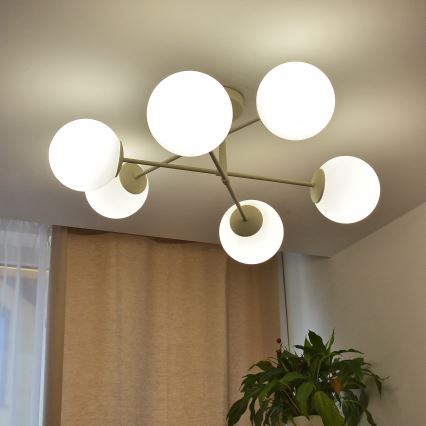Plafoniera MOON 6xE27/15W/230V crema
