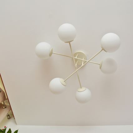 Plafoniera MOON 6xE27/15W/230V crema