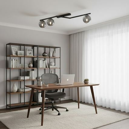 Plafoniera NATON 3xE14/10W/230V nero/fumé