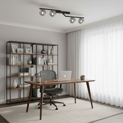 Plafoniera NATON 4xE14/10W/230V nero/fumé