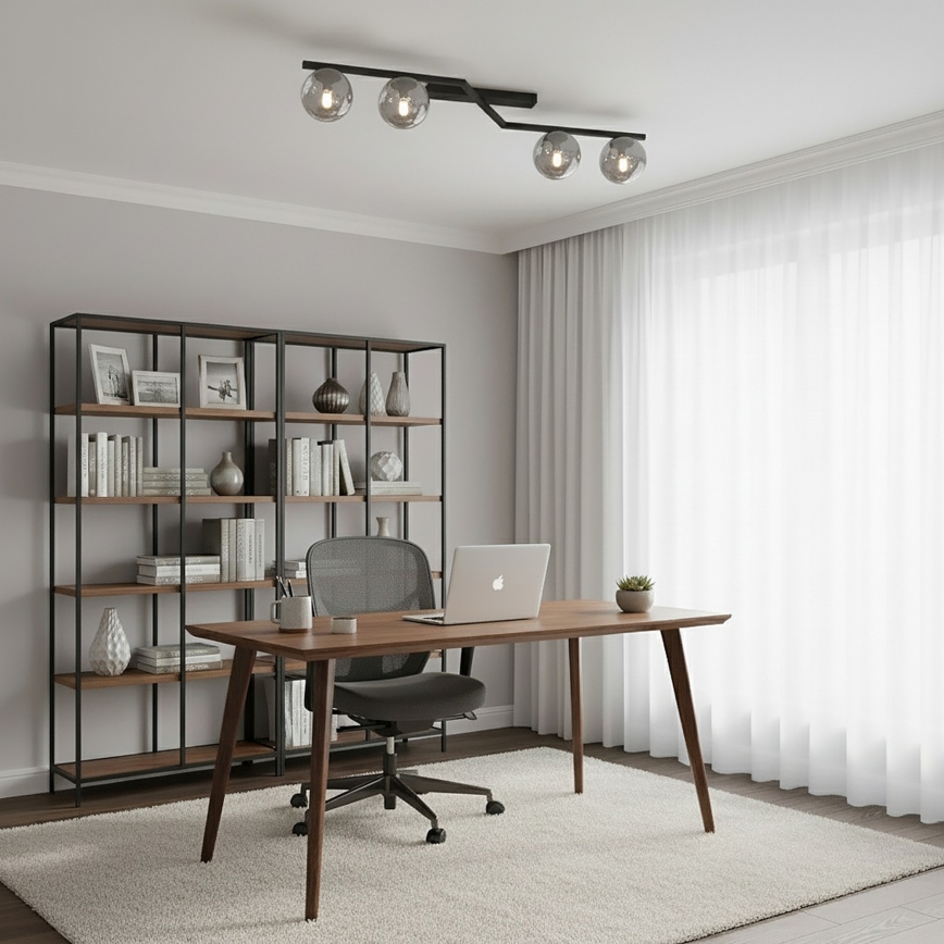 Plafoniera NATON 4xE14/10W/230V nero/fumé